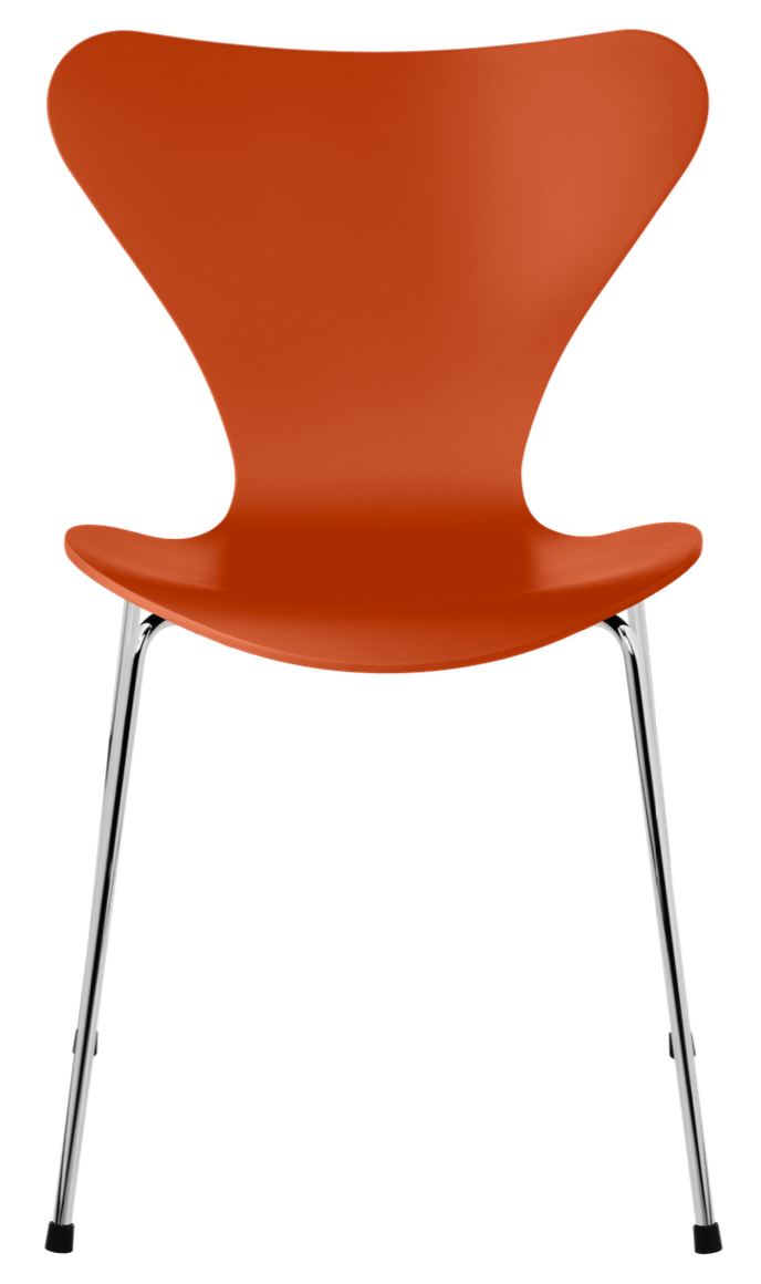 Series 7 - Lacquered - Fritz Hansen - Chairs - Paradise Orange - Chromed Steel - HORNE