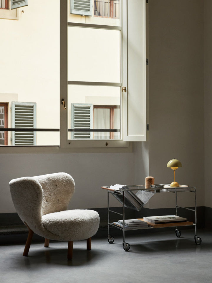 Alima Trolley - &Tradition Trolleys + Carts - Matte Black & Lacquered Walnut - HORNE
