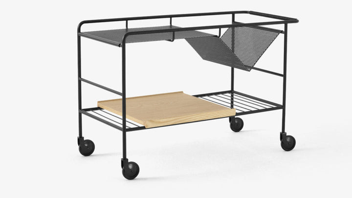 Alima Trolley - &Tradition Trolleys + Carts - Matte Black & Lacquered Oak - HORNE