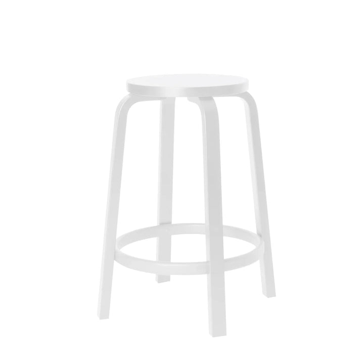 Alvar Aalto Bar Stool 64 - Artek Stools + Benches + Ottomans - Counter 25.6" - White Lacquered - HORNE