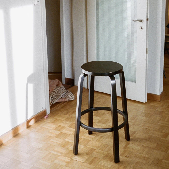 Alvar Aalto Bar Stool 64 - Artek Stools + Benches + Ottomans - Counter 25.6" - Black Lacquered - HORNE