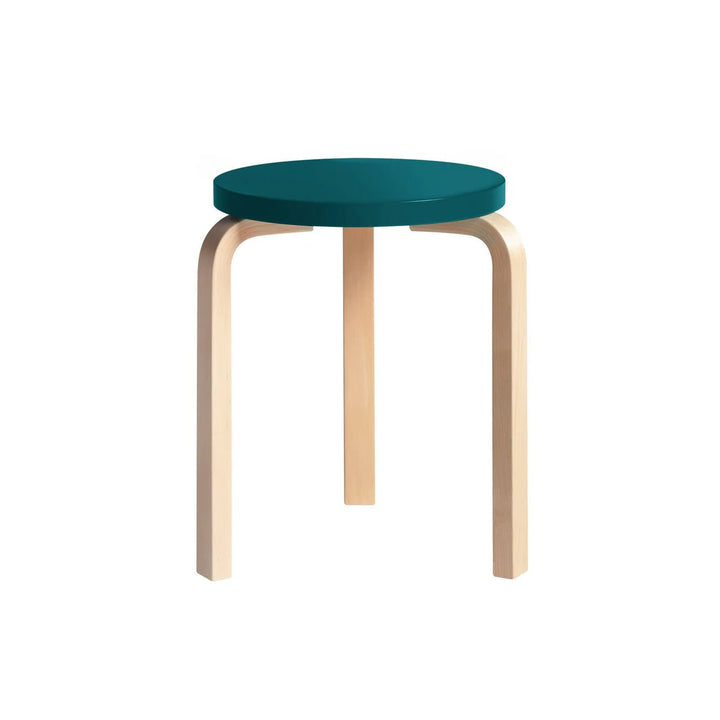 Alvar Aalto Stool 60 - Artek Stools + Benches + Ottomans - Birch/Petrol Lacquered - HORNE
