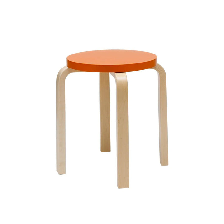 Alvar Aalto Stool E60 - Artek Stools + Benches + Ottomans - Orange Lacquered - HORNE
