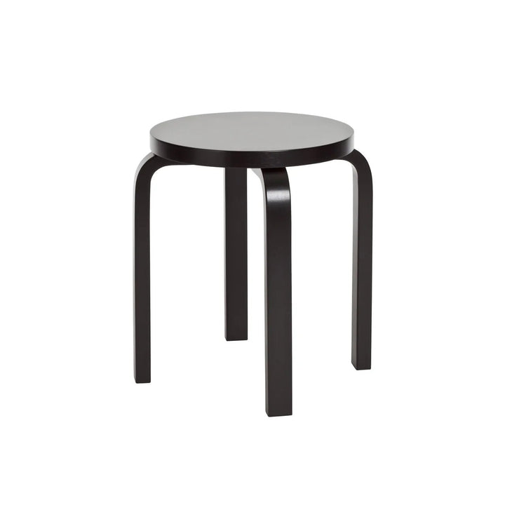 Alvar Aalto Stool E60 - Artek Stools + Benches + Ottomans - Whole Black Lacquered - HORNE