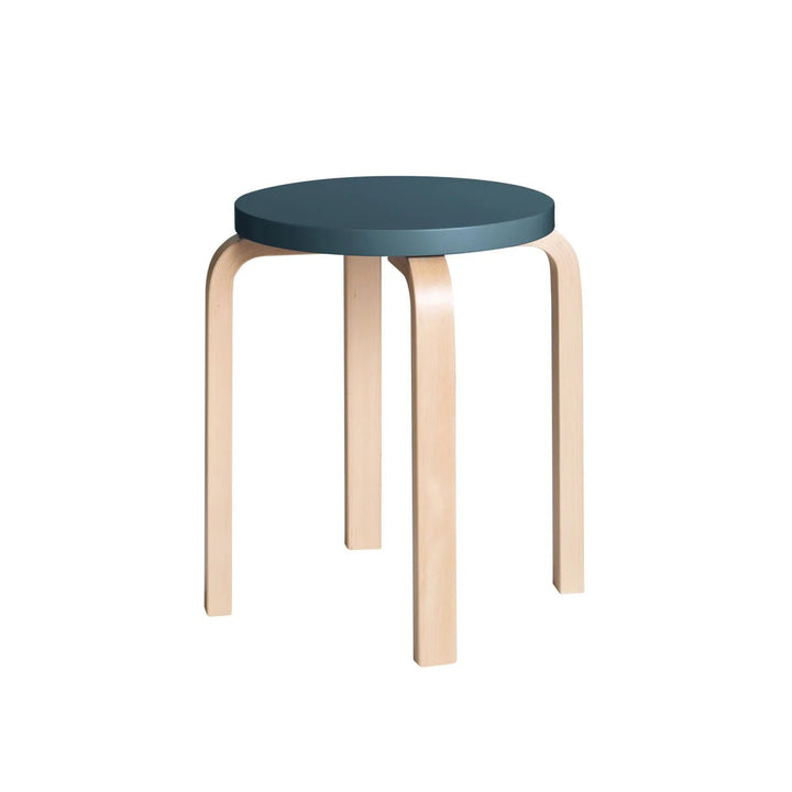 Alvar Aalto Stool E60 - Artek Stools + Benches + Ottomans - Blue Lacquered - HORNE
