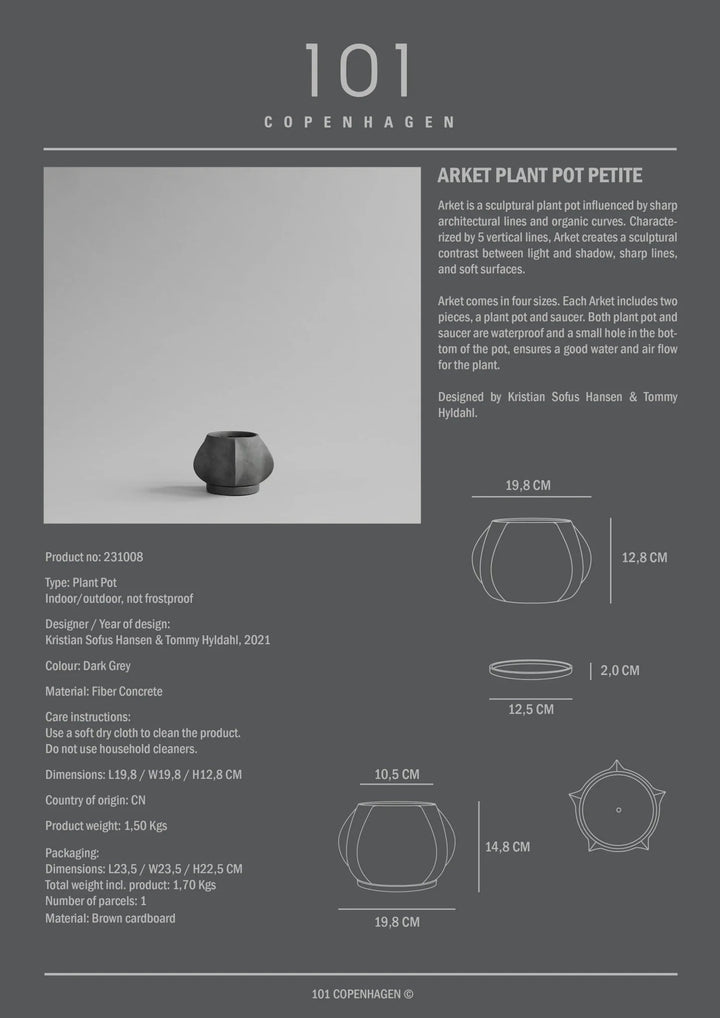 Arket Plant Pot - 101 Copenhagen Vases - Mini - Dark Grey - HORNE