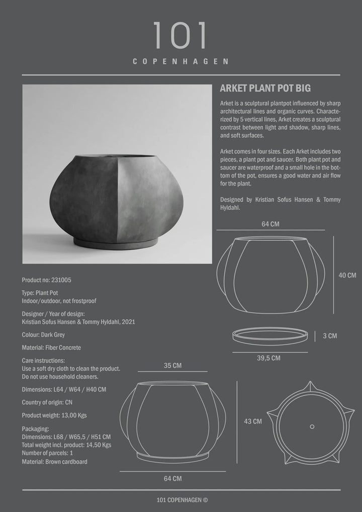 Arket Plant Pot - 101 Copenhagen Vases - Mini - Dark Grey - HORNE