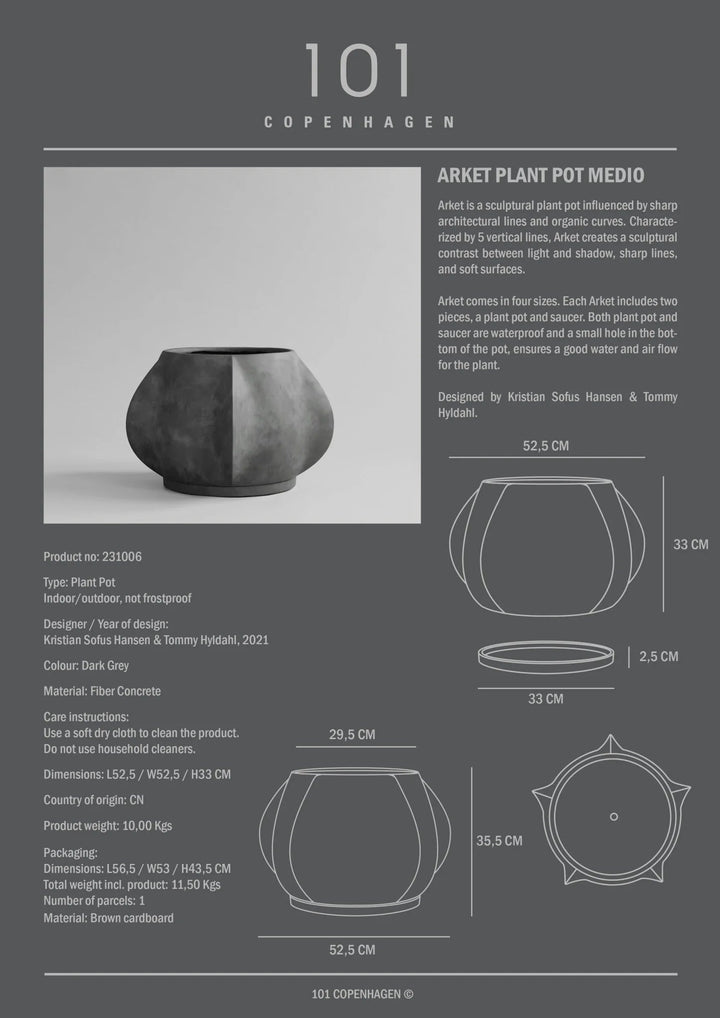 Arket Plant Pot - 101 Copenhagen Vases - Mini - Dark Grey - HORNE