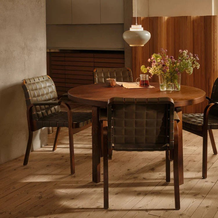 Armchair 45 - Leather - Artek Chairs - Black lacquered/black quilted leather/flat wrap leather armrests - HORNE