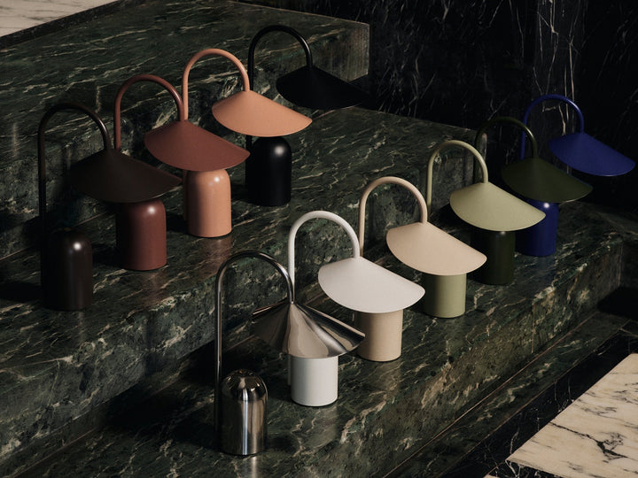 Arum Portable Lamp - Stainless Steel - Ferm Living Table + Task - HORNE