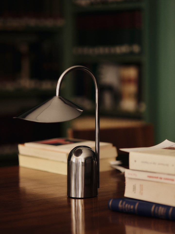 Arum Portable Lamp - Stainless Steel - Ferm Living Table + Task - HORNE