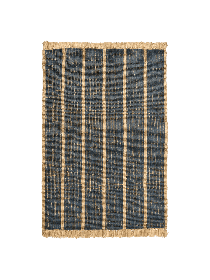 Athens Stripes Rug - Ferm Living Rugs - 94" x 67" - Natural/Ink Blue - HORNE