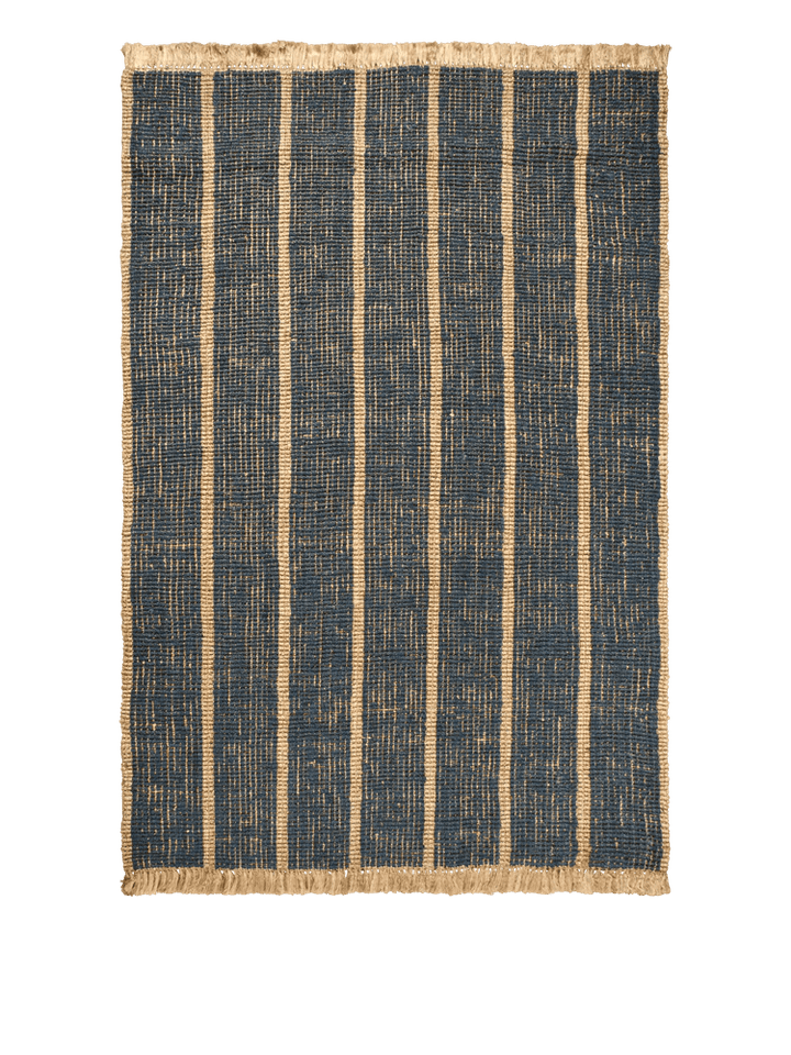 Athens Stripes Rug - Ferm Living Rugs - 118" x 78" - Natural/Ink Blue - HORNE