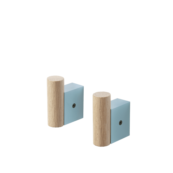 Attach Coat Hook - Set of 2 - Muuto Hangers & Hooks - Oak/Pale Blue - HORNE