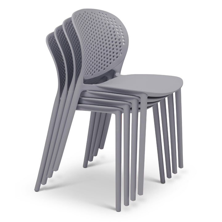 Bailey Outdoor Stacking Chair - Set of 4 - Urbia Chairs - Black Grey - HORNE