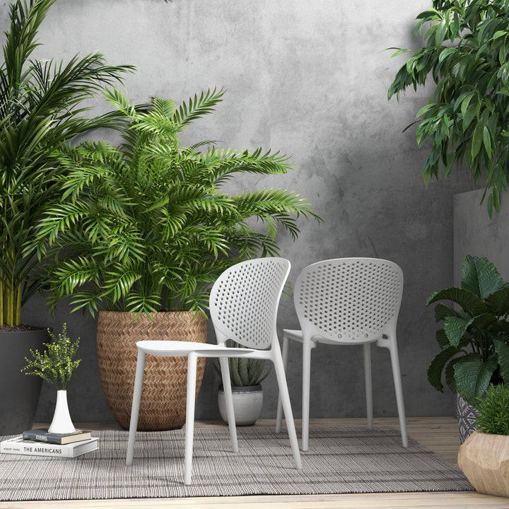 Bailey Outdoor Stacking Chair - Set of 4 - Urbia Chairs - Black Grey - HORNE