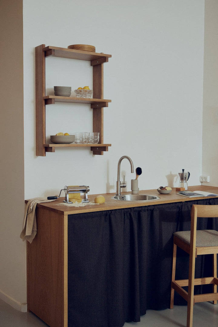 Beam Office Shelf 3 - Deep Brown Pine - Form + Refine Shelving - Deep Brown Matt Lacquer - HORNE