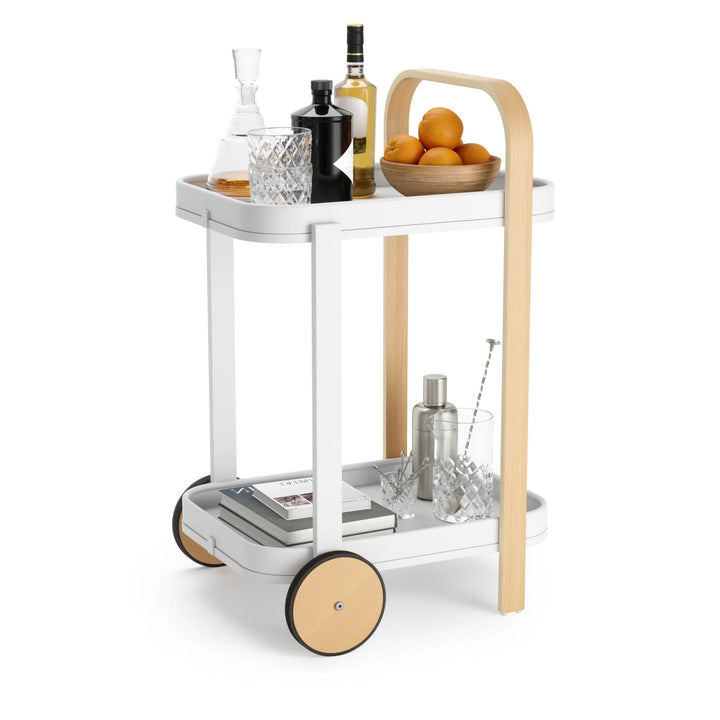 Bellwood Bar & Storage Cart - Umbra Trolleys + Carts - Black-Walnut - HORNE