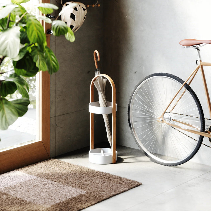 Bellwood Umbrella Stand - Umbra Storage + Organization - White-Natural - HORNE