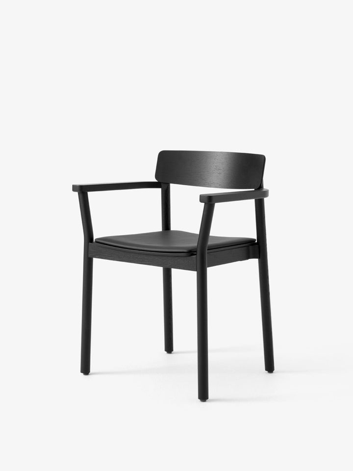 Betty Armchair - Leather Seat - &Tradition Chairs - Black Lacquered Ash with Noble Aniline Leather Black - HORNE