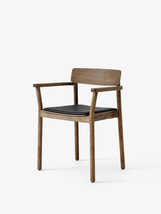 Betty Armchair - Leather Seat - &Tradition Chairs - Smoked Oiled Oak with Noble Aniline Leather Black - HORNE