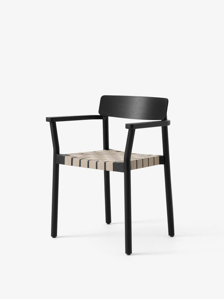 Betty Armchair - Linen Webbing Seat - &Tradition Chairs - Black Lacquered Ash with Natural Linen - HORNE