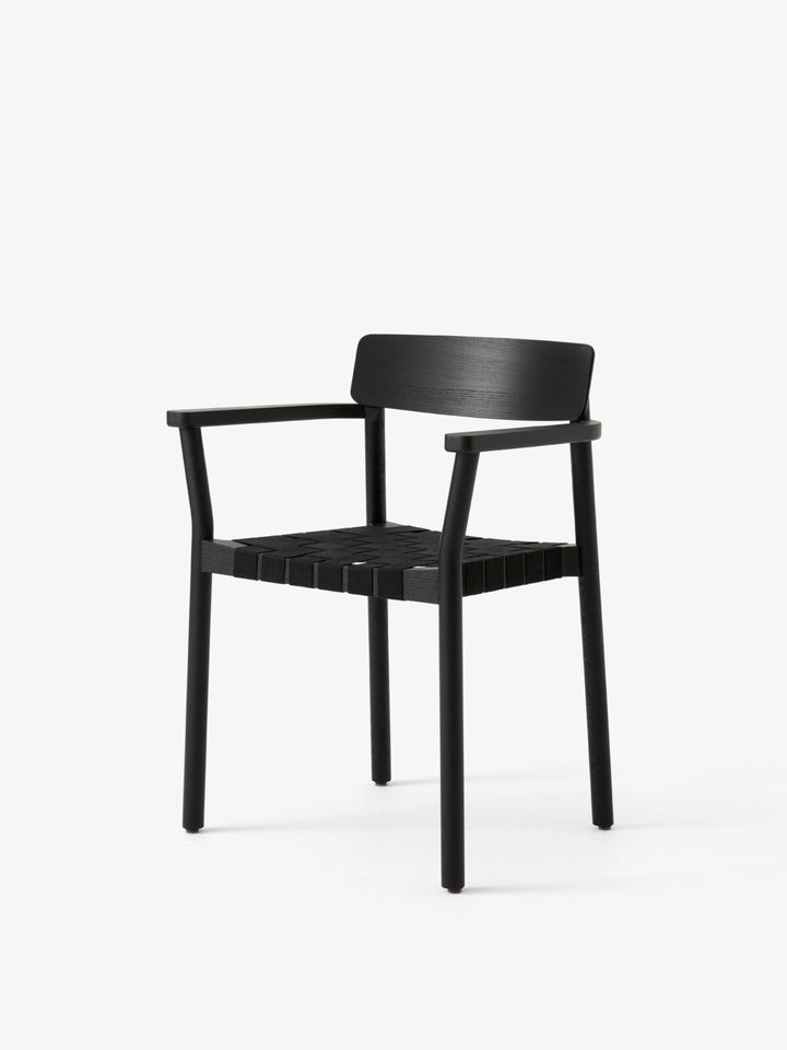 Betty Armchair - Linen Webbing Seat - &Tradition Chairs - Black Lacquered Ash with Black Linen - HORNE