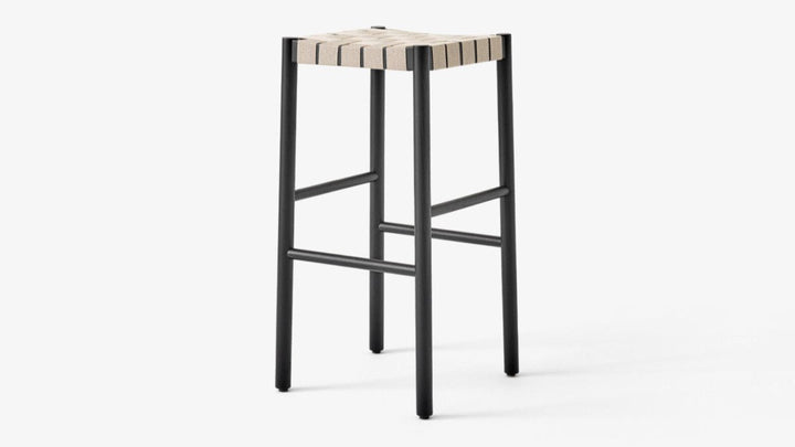 Betty Stool - &Tradition Stools + Benches + Ottomans - Black with Natural Webbing - Bar Stool - HORNE