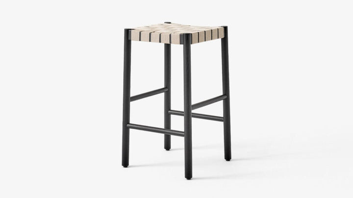 Betty Stool - &Tradition Stools + Benches + Ottomans - Black with Natural Webbing - Counter Stool - HORNE