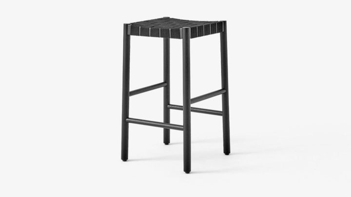 Betty Stool - &Tradition Stools + Benches + Ottomans - Black with Black Webbing - Counter Stool - HORNE