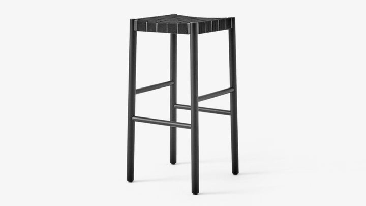 Betty Stool - &Tradition Stools + Benches + Ottomans - Black with Black Webbing - Bar Stool - HORNE