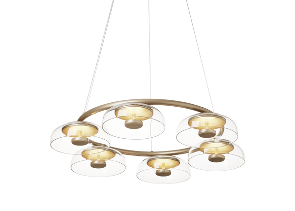 Blossi 6 Chandelier - Nuura Chandeliers - Nordic Gold / Clear - HORNE