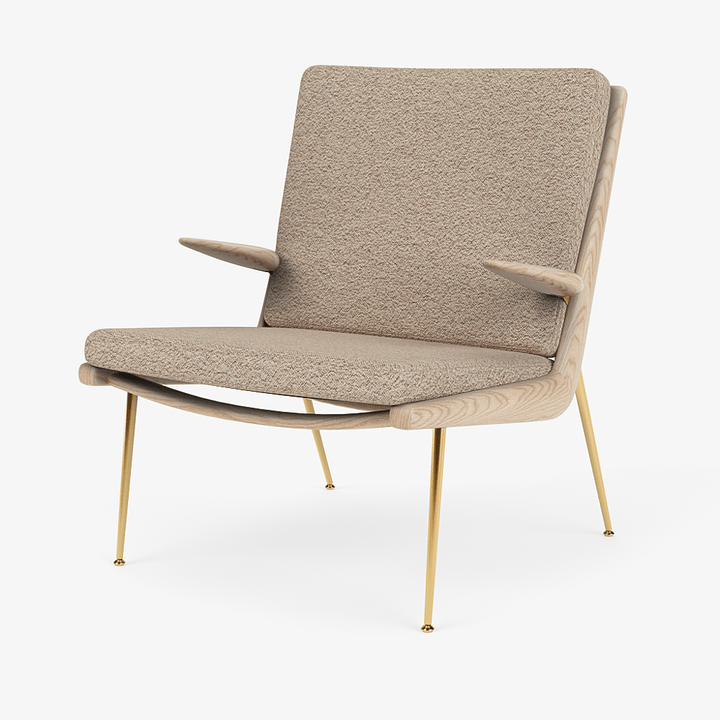 Boomerang Lounge Chair w/ Armrest - Oiled Oak w/ Brass - &Tradition Chairs - Karakorum 003 - HORNE