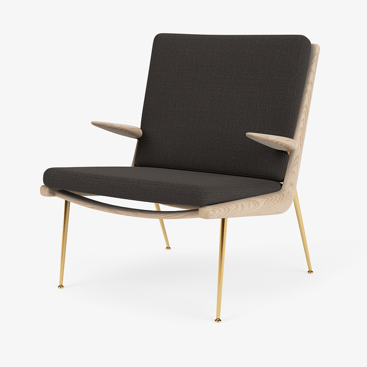 Boomerang Lounge Chair w/ Armrest - Oiled Oak w/ Brass - &Tradition Chairs - Canvas 0174 - HORNE