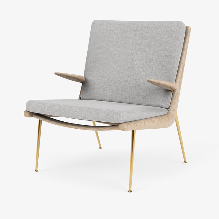 Boomerang Lounge Chair w/ Armrest - Oiled Oak w/ Brass - &Tradition Chairs - Remix 0123 - HORNE
