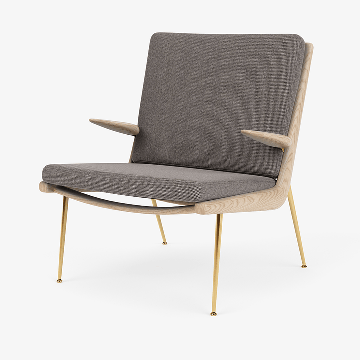 Boomerang Lounge Chair w/ Armrest - Oiled Oak w/ Brass - &Tradition Chairs - Re - wool 2108 - HORNE