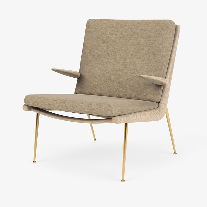 Boomerang Lounge Chair w/ Armrest - Oiled Oak w/ Brass - &Tradition Chairs - Ecriture 0240 - HORNE