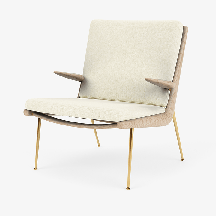 Boomerang Lounge Chair w/ Armrest - Oiled Oak w/ Brass - &Tradition Chairs - Hallingdal 65 0100 - HORNE