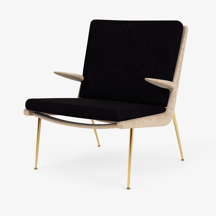Boomerang Lounge Chair w/ Armrest - Oiled Oak w/ Brass - &Tradition Chairs - Steelcut Quartet 0394 - HORNE