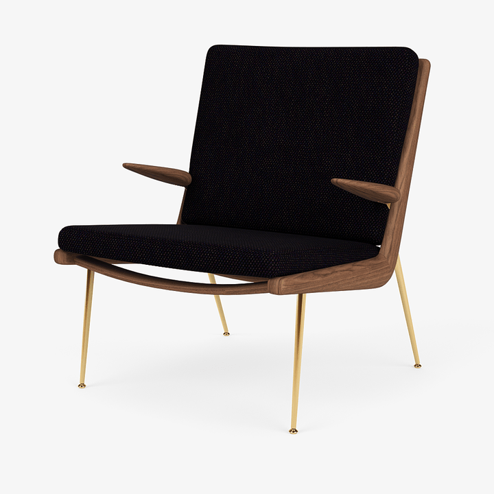 Boomerang Lounge Chair w/ Armrest - Oiled Walnut w/ Brass - &Tradition Chairs - Steelcut Quartet 0394 - HORNE