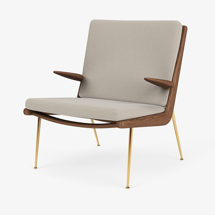 Boomerang Lounge Chair w/ Armrest - Oiled Walnut w/ Brass - &Tradition Chairs - Steelcut Trio 0213 - HORNE