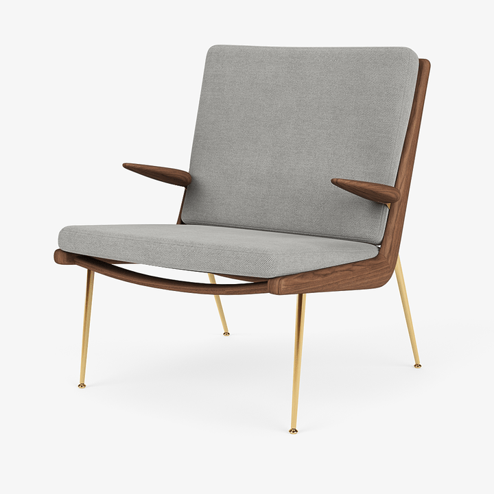 Boomerang Lounge Chair w/ Armrest - Oiled Walnut w/ Brass - &Tradition Chairs - Fiord 0151 - HORNE