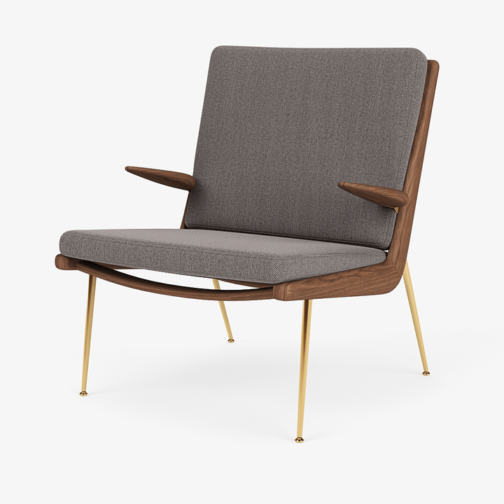 Boomerang Lounge Chair w/ Armrest - Oiled Walnut w/ Brass - &Tradition Chairs - Re - wool 2108 - HORNE