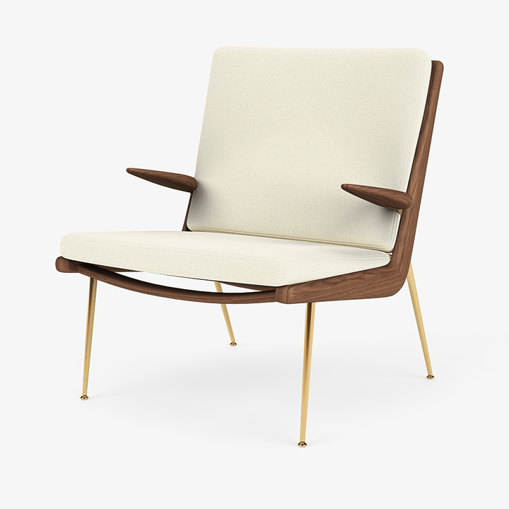 Boomerang Lounge Chair w/ Armrest - Oiled Walnut w/ Brass - &Tradition Chairs - Hallingdal 65 0100 - HORNE