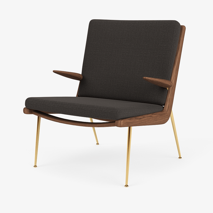 Boomerang Lounge Chair w/ Armrest - Oiled Walnut w/ Brass - &Tradition Chairs - Canvas 0174 - HORNE