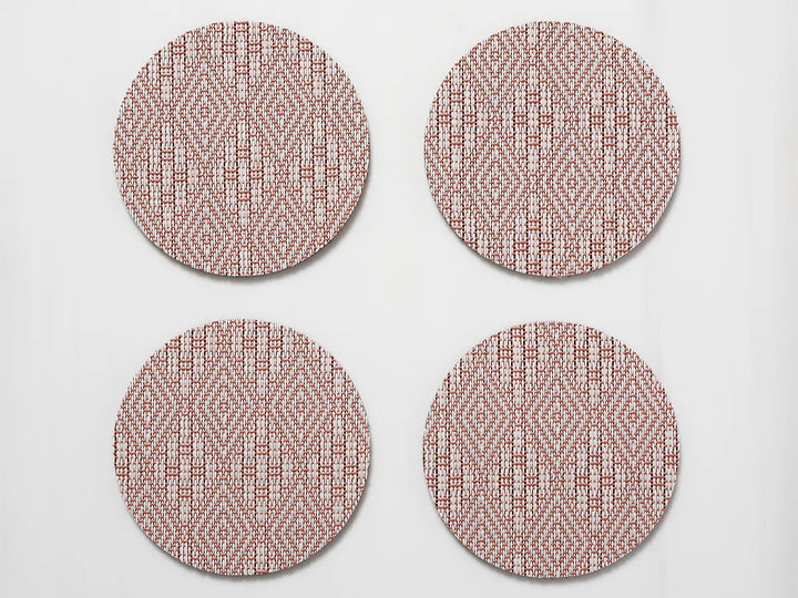 Boxwood Round Coasters - Set of 8 - Chilewich - Kitchen + Table Linens - Burnt Coral - HORNE