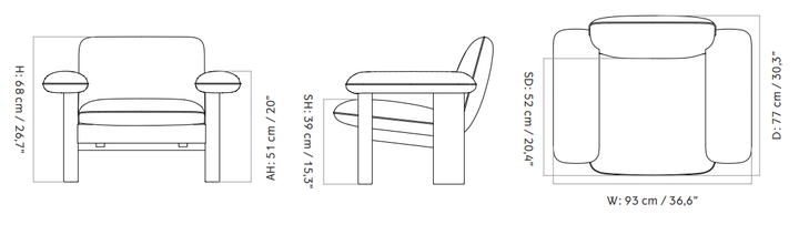 Brasilia Lounge Chair, Low Back - Textile - Audo Copenhagen - Chairs - Walnut - Roseau - HORNE