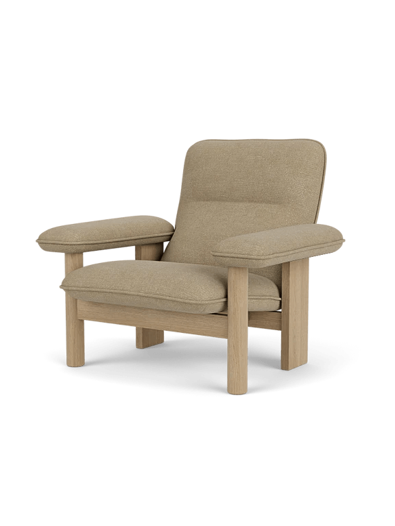 Brasilia Lounge Chair & Ottoman - Upholstered - Audo Copenhagen Chairs - Chair Only - Boucle 02 Fabric - Natural Oak - HORNE