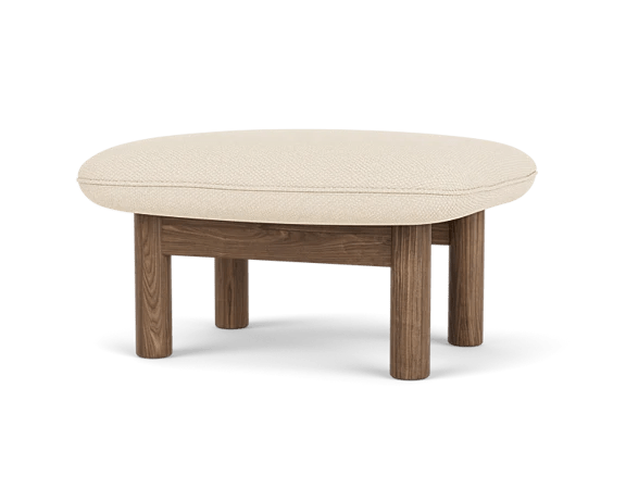 Brasilia Ottoman - Textile - Audo Copenhagen Stools + Benches + Ottomans - Walnut - Logan Jasmine Fabric - HORNE