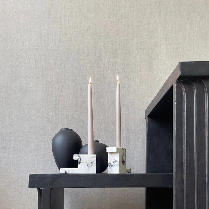 Brick Candle Holder - 101 Copenhagen Candle Holders - Calacatta - Low - HORNE